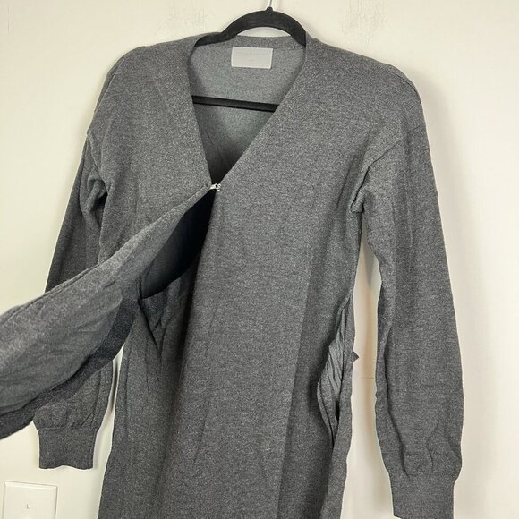 Modern Citizen Charcoal Gray Lenese Front Wrap Tie Midi Sweater Dress Size Small - Picture 5 of 10